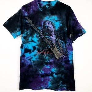 Jimi Hendrix Liquid Blue Tie Dye T-Shirt Band Tee
